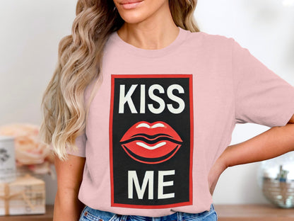 Kiss Me Graphic Lips Print T Shirt for Relaxed Style product