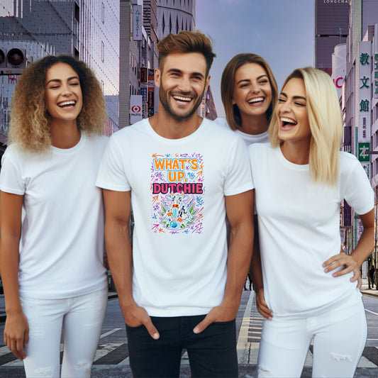 What's Up Dutchie Graphic Design White T-shirt product