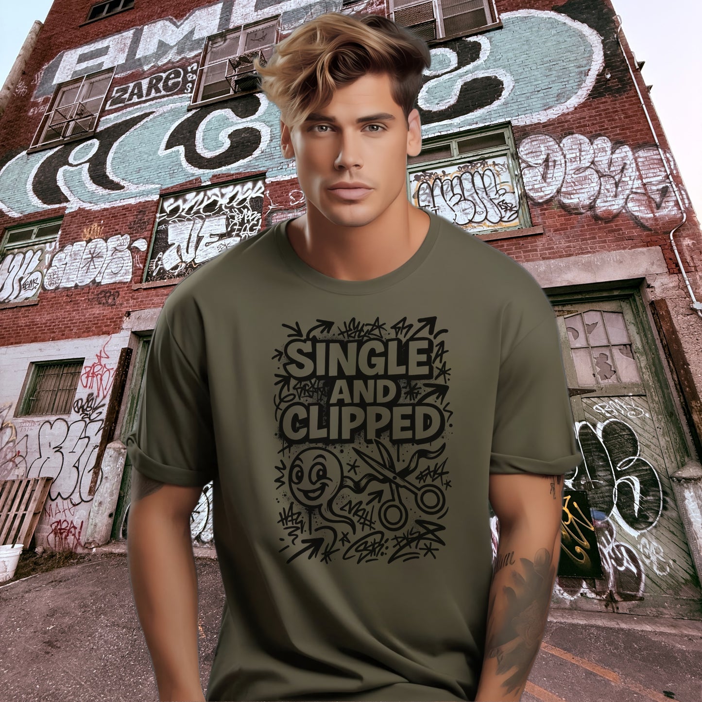Graffiti Style Single And Clipped T-Shirt product