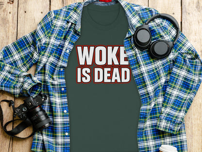 WOKE IS DEAD bold statement graphic tee product
