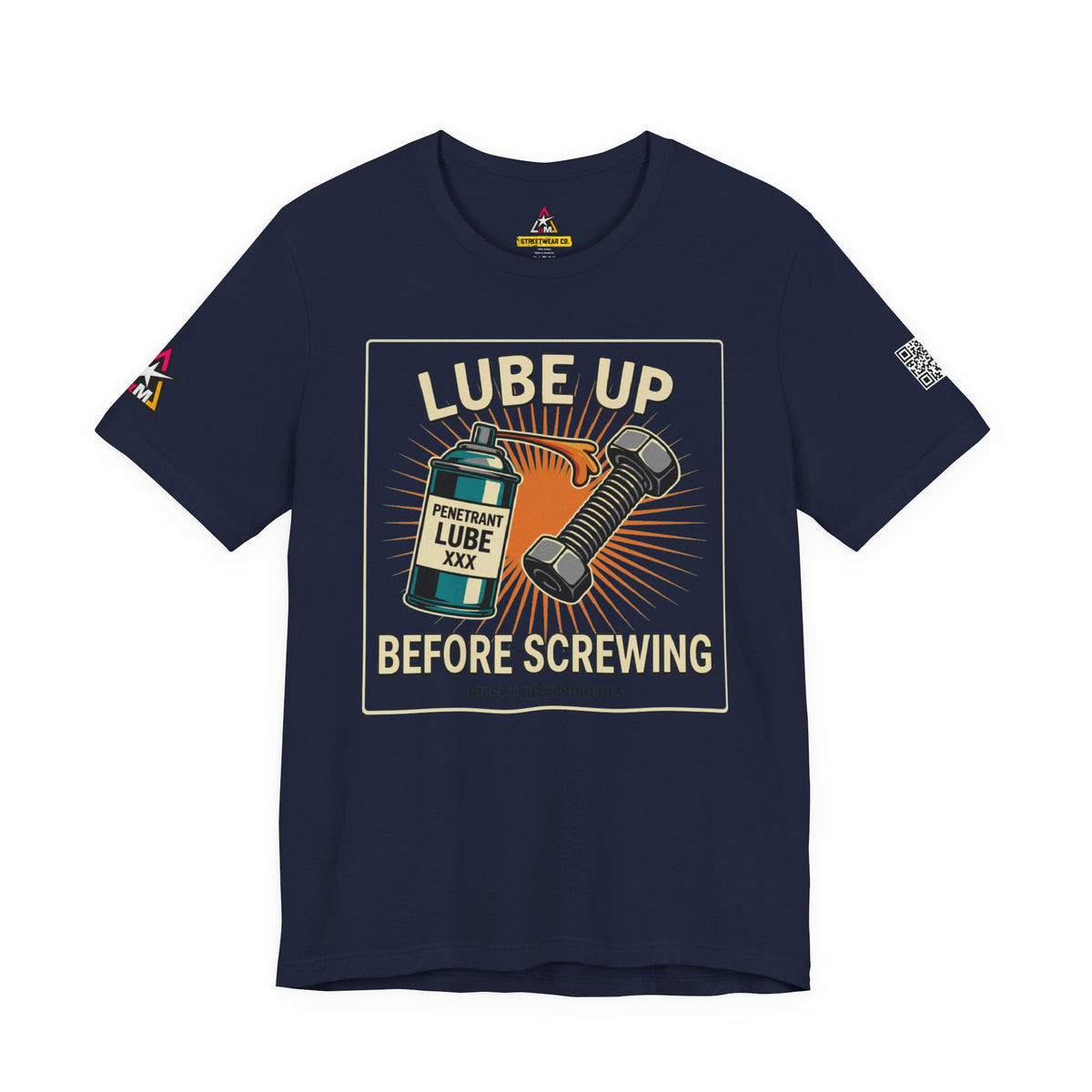 LUBE UP BEFORE SCREWING Graphic T-Shirt | Funny Mechanic Tee | Dirty Garage Humor Shirt | Vintage Automotive Tee