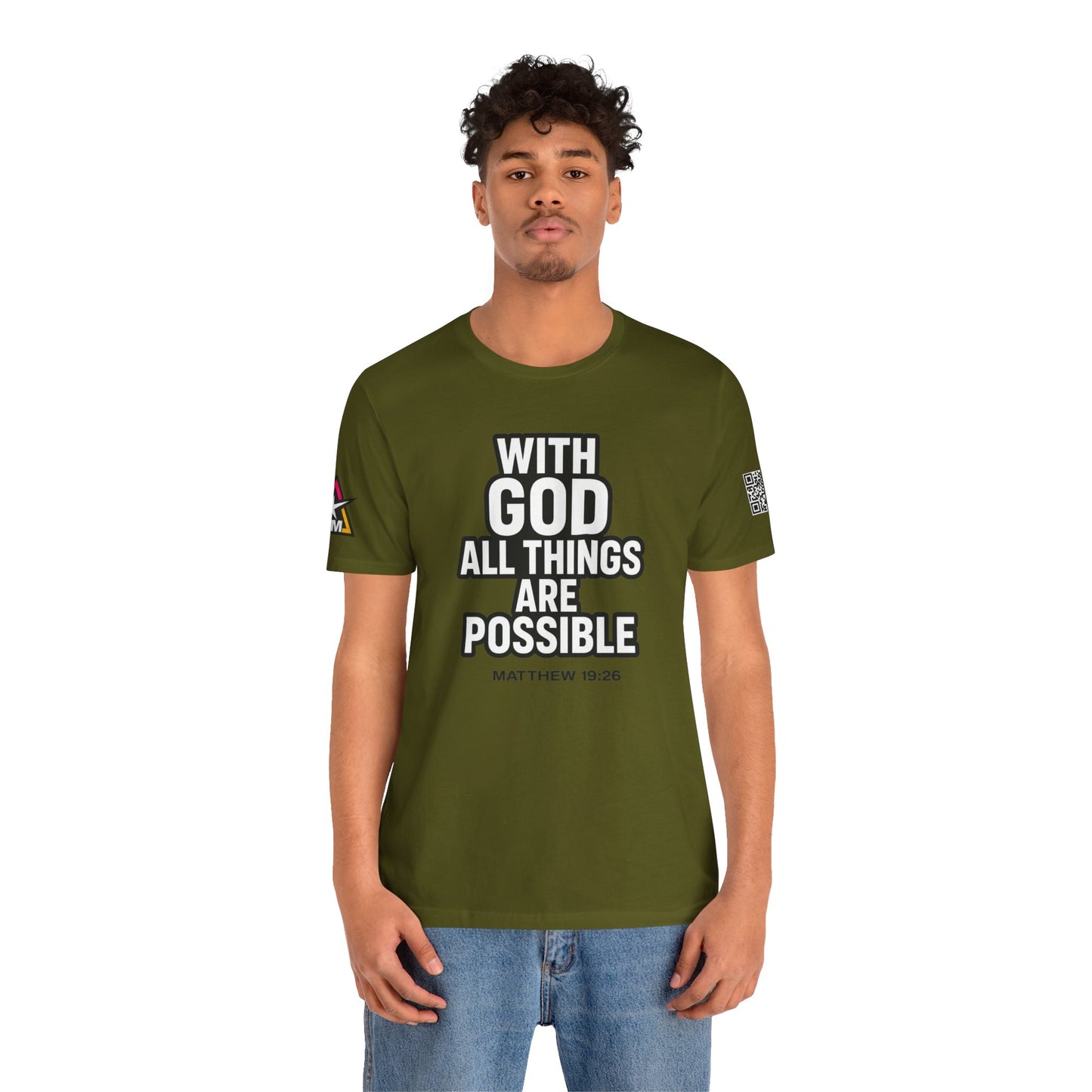 With God All Things Are Possible Graphic T-Shirt | Matthew 19:26 Christian Tee | Faith & Strength Streetwear