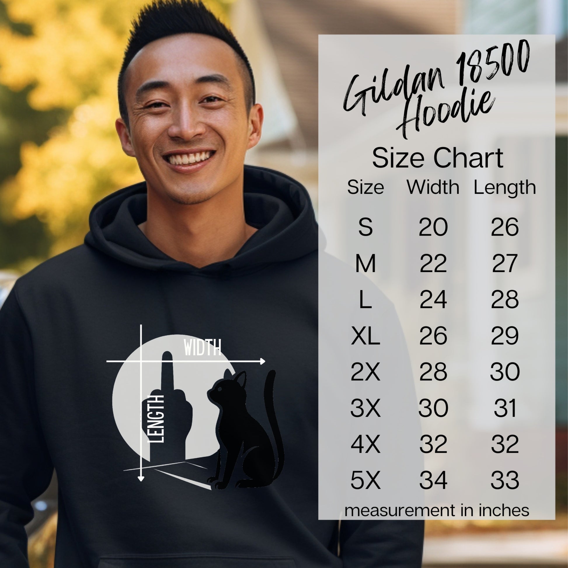 Gildan 18500 Hoodie Featuring Unique Cat Design