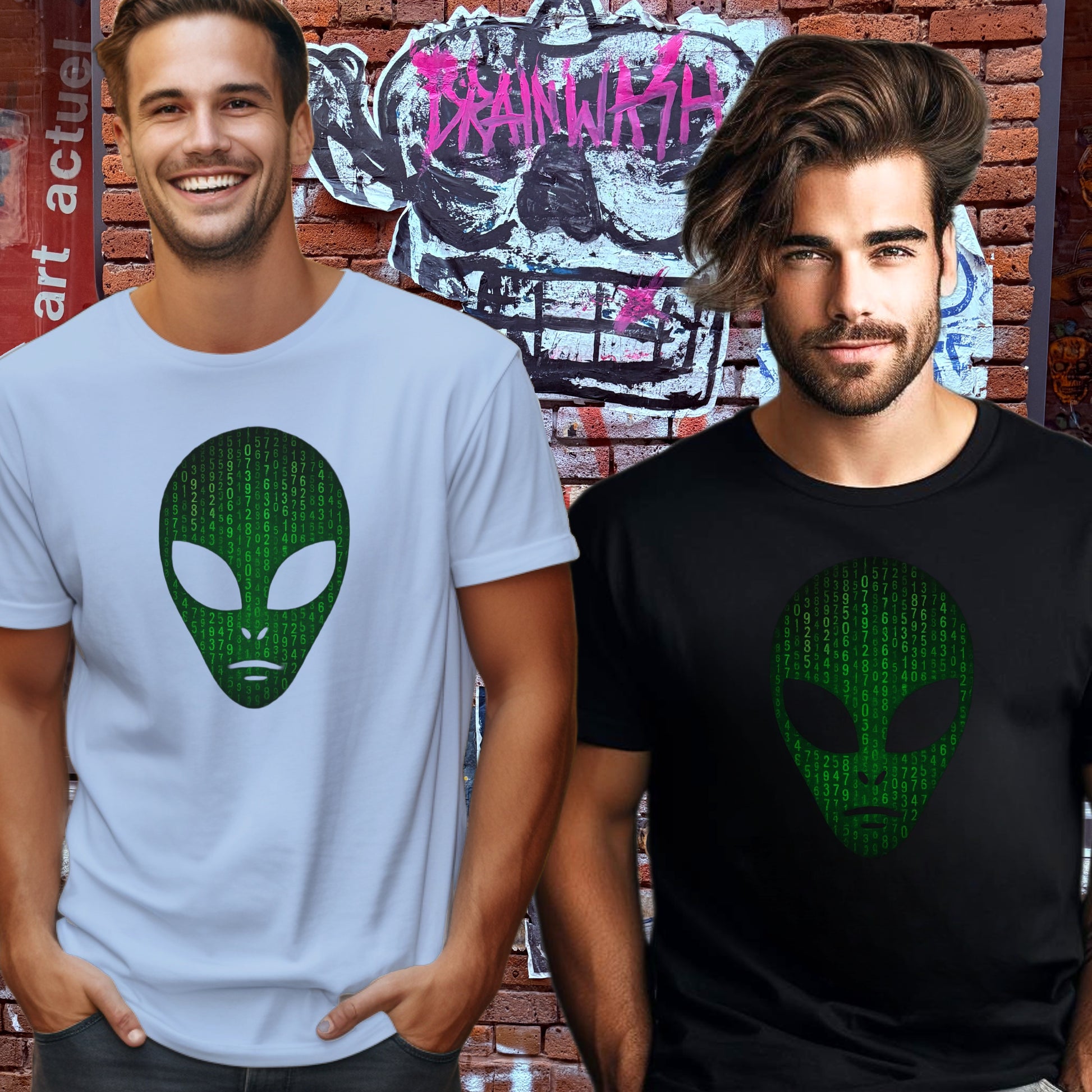 Alien Face Graphic Tee Streetwear Shirt for Fashion