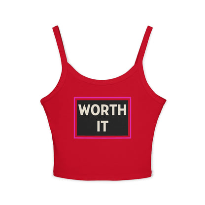 WORTH IT | Funny Dating Graphic Spaghetti Tank | Flirty Confidence Streetwear
