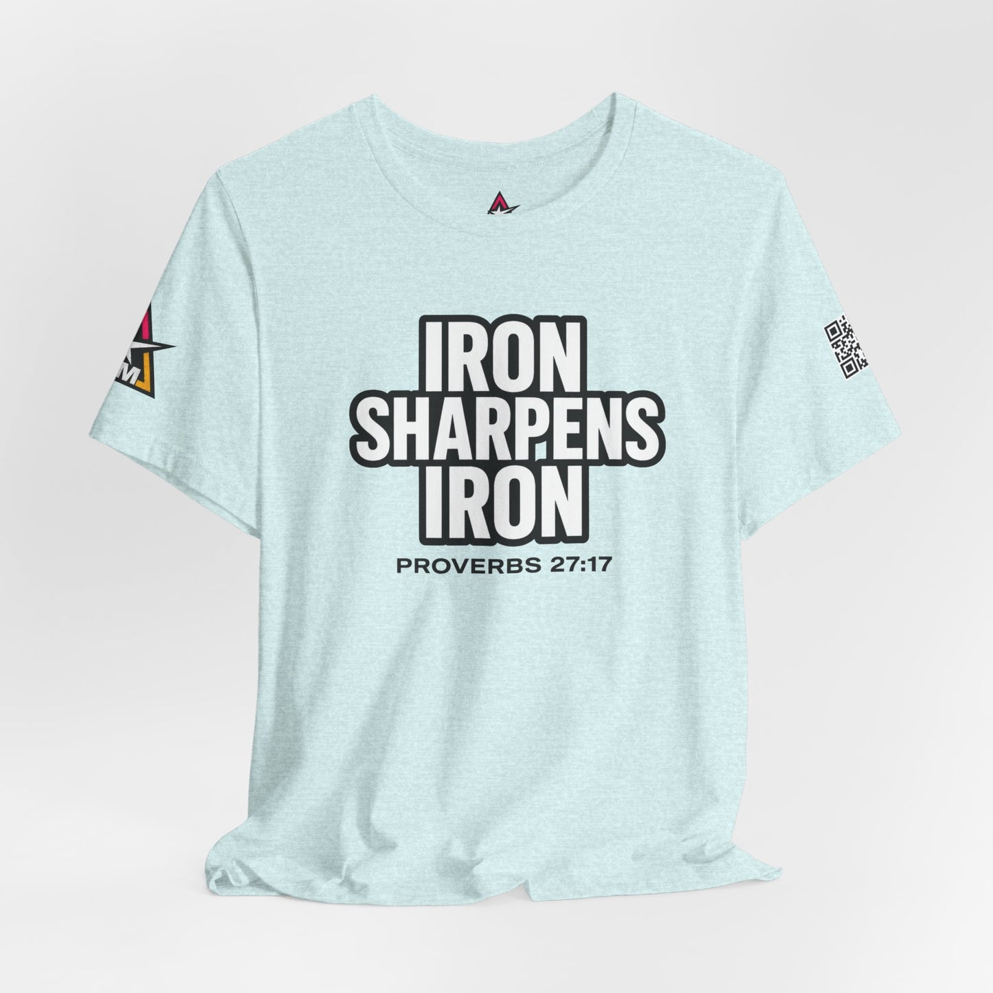 Iron Sharpens Iron Graphic T-Shirt | Proverbs 27:17 Christian Tee | Faith & Strength Streetwear
