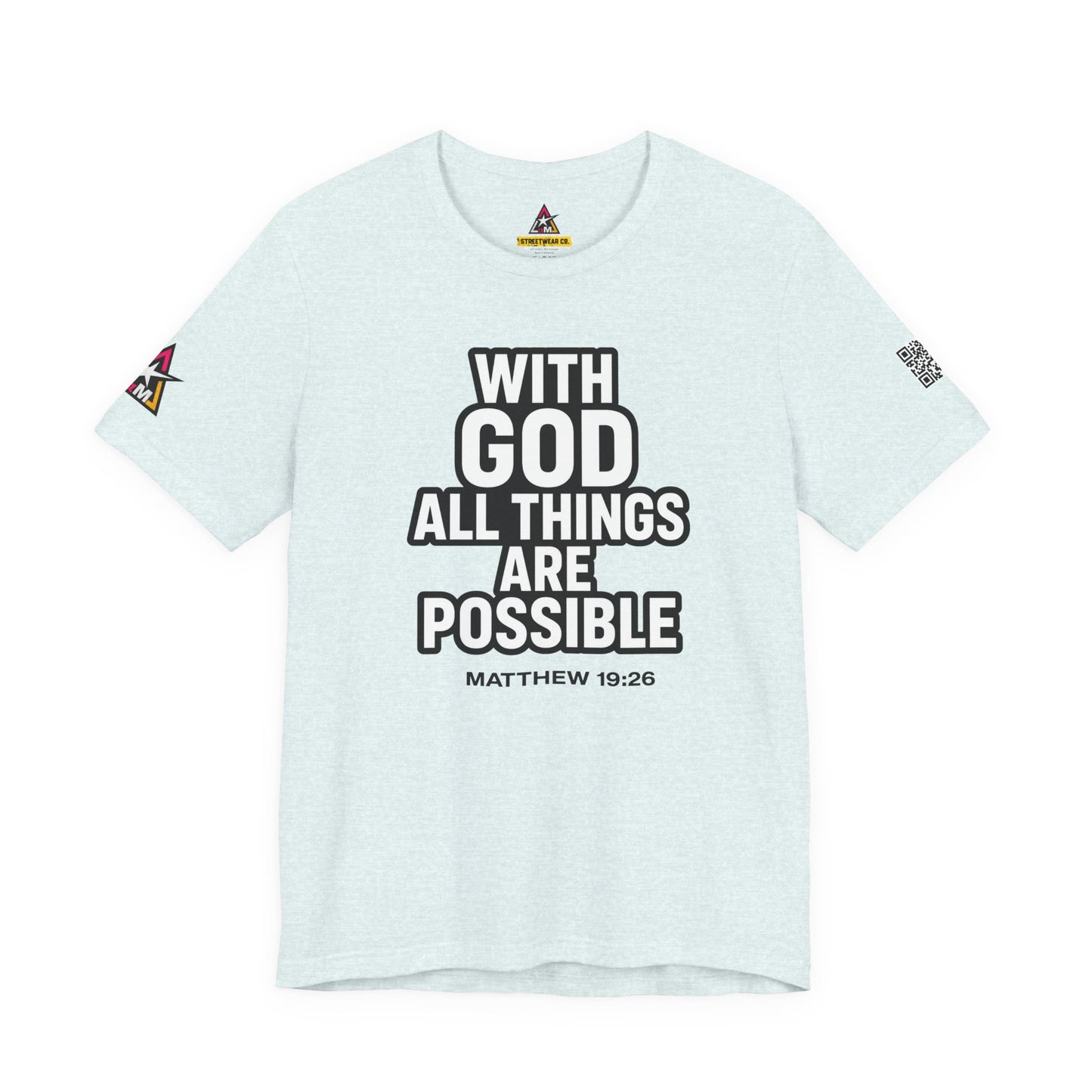 With God All Things Are Possible Graphic T-Shirt | Matthew 19:26 Christian Tee | Faith & Strength Streetwear