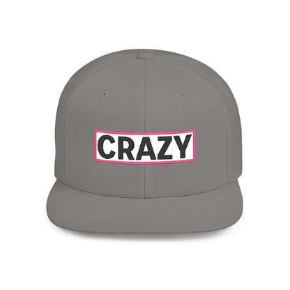 CRAZY Embroidered Snapback Hat | Funny Statement Cap | Bold Streetwear Flat Bill | Conversation Starter Gift