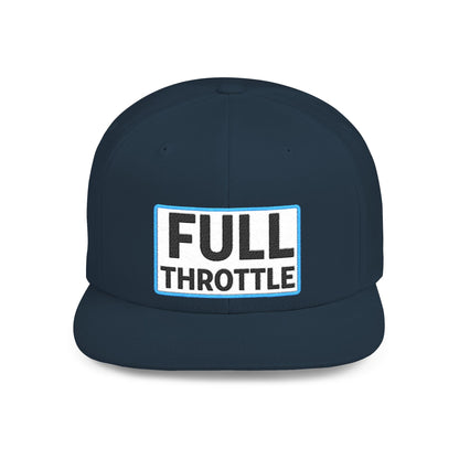 FULL THROTTLE Embroidered Flat Bill Snapback Cap | Bold Motorsport Hat | Streetwear Baseball Cap