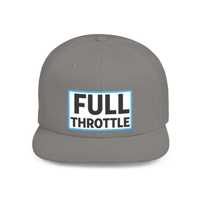 FULL THROTTLE Embroidered Flat Bill Snapback Cap | Bold Motorsport Hat | Streetwear Baseball Cap