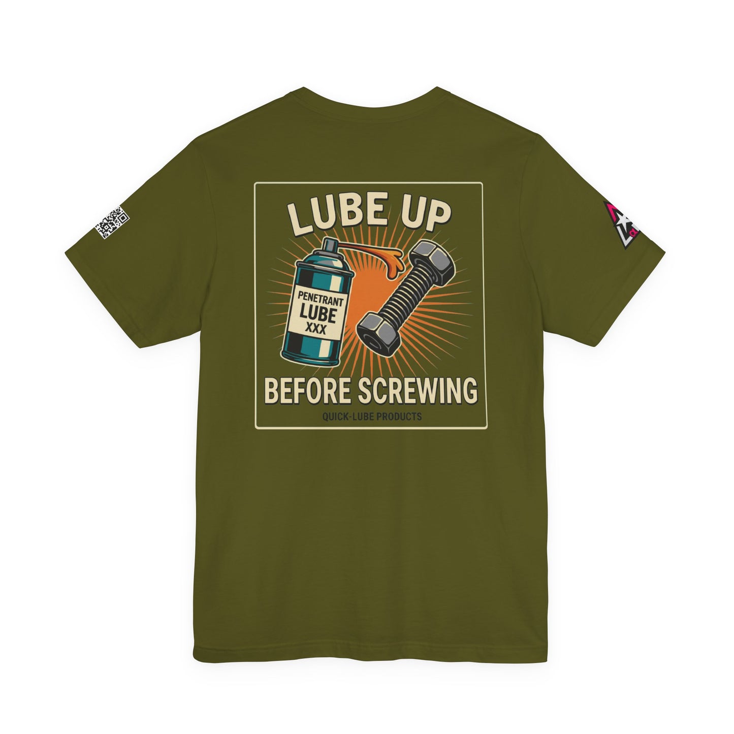 LUBE UP BEFORE SCREWING Graphic T-Shirt | Funny Mechanic Tee | Dirty Garage Humor Shirt | Vintage Automotive Tee