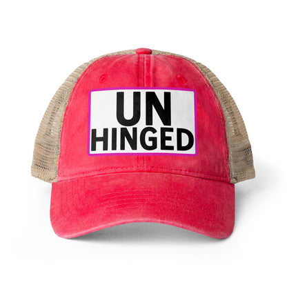 UNHINGED Embroidered Washed Mesh-Back Cap | Funny Ponytail Baseball Hat | Casual Women's Cap