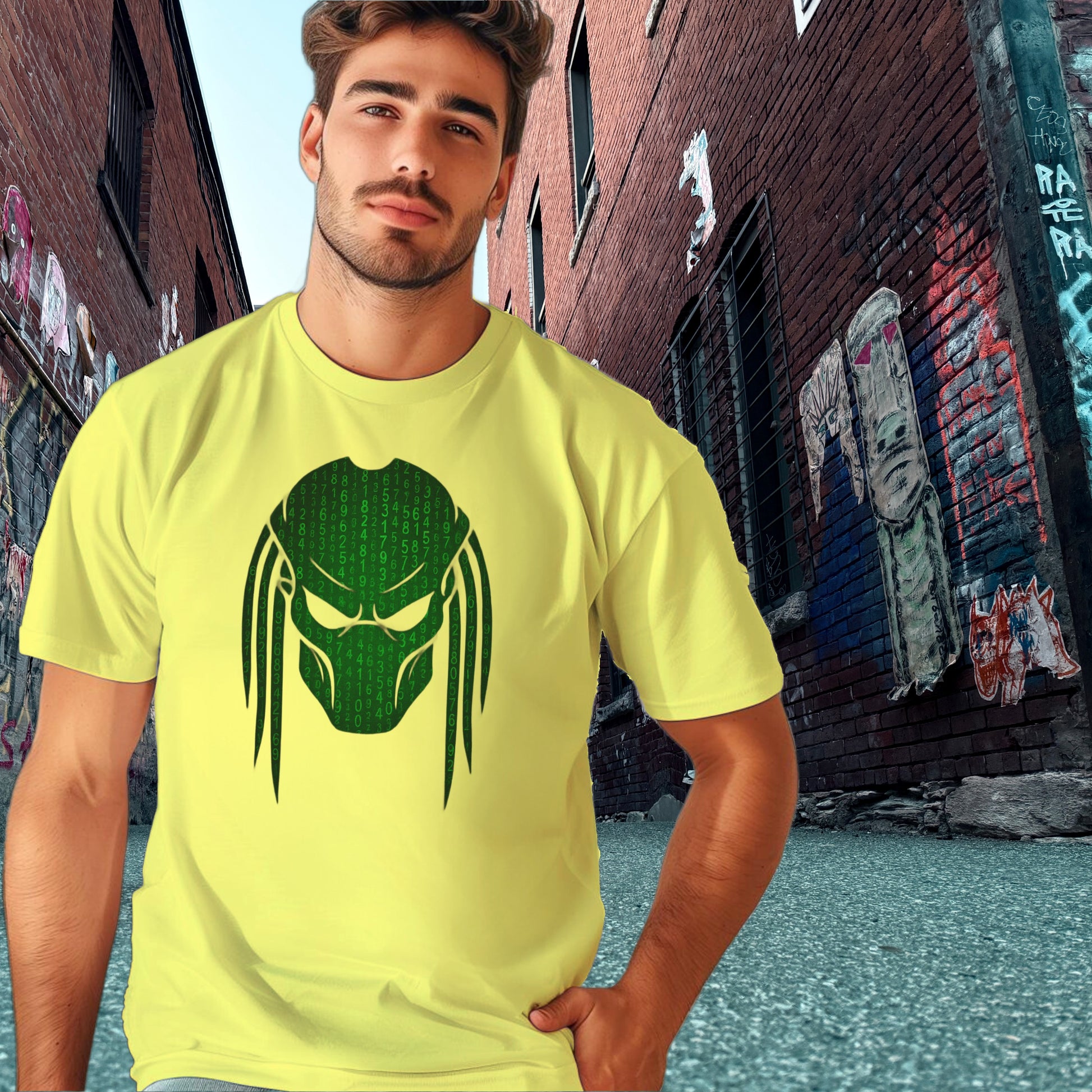 Matrix Code Themed Alien Mask T-shirt