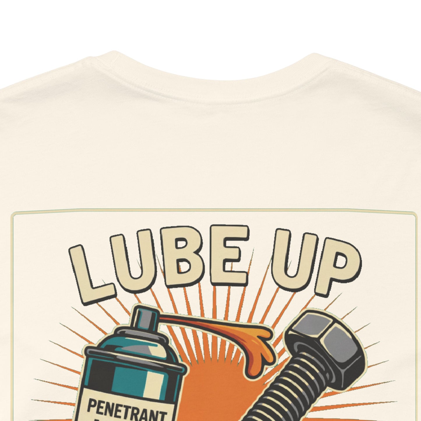 LUBE UP BEFORE SCREWING Graphic T-Shirt | Funny Mechanic Tee | Dirty Garage Humor Shirt | Vintage Automotive Tee