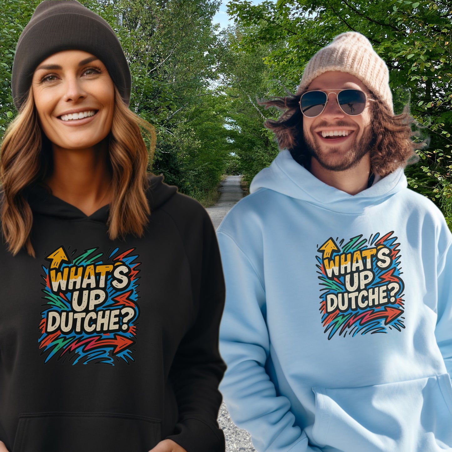 Colorful What's Up Dutche Design on Comfortable Hoodie