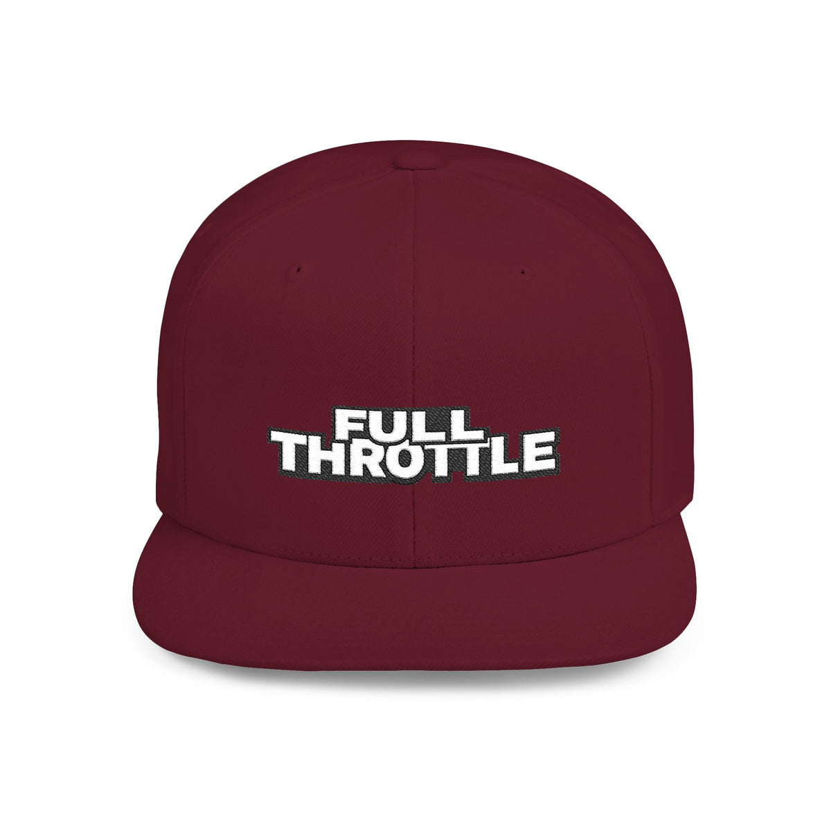 FULL THROTTLE Embroidered Flat Bill Snapback Cap | Bold Motorsport Hat | Streetwear Baseball Cap