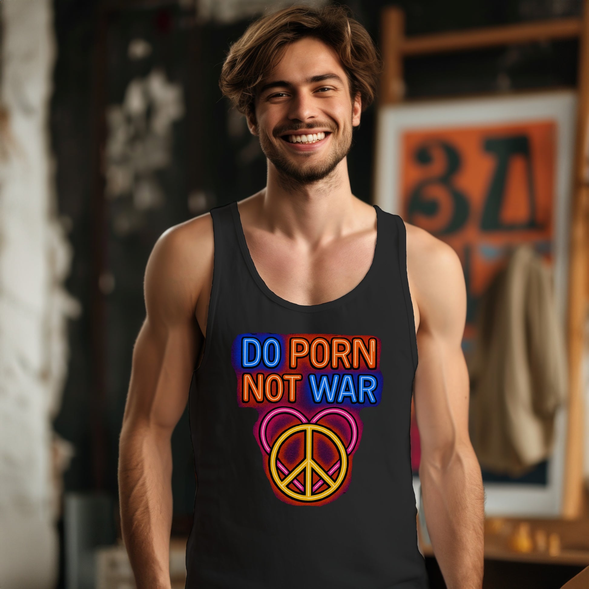 Do Porn Not War Peace Sign Graphic Tank Top product