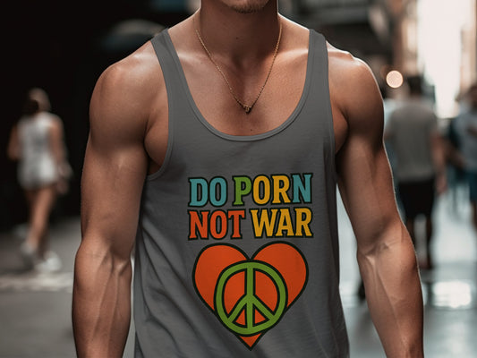 Do Porn Not War Heart Peace Sign Graphic Tank product