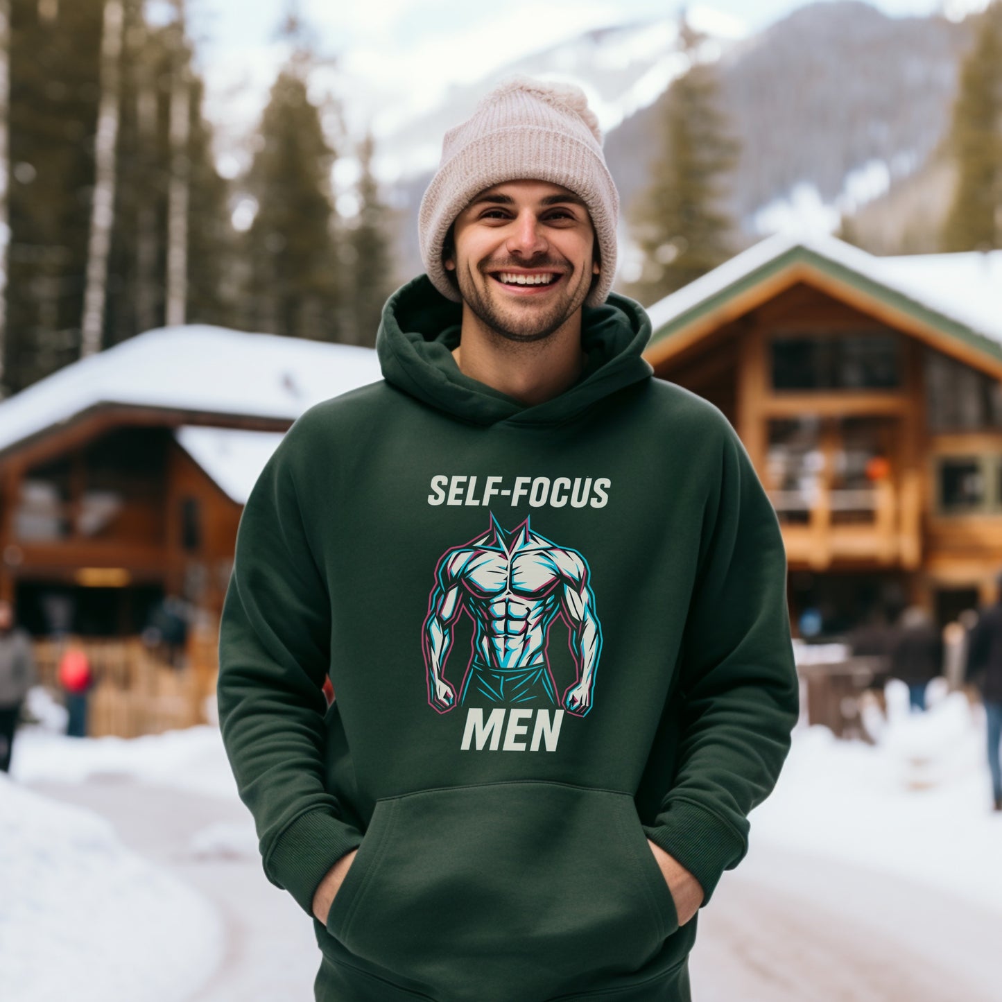 Self-Focus Mens Hoodie Snowy Mountain Product Type