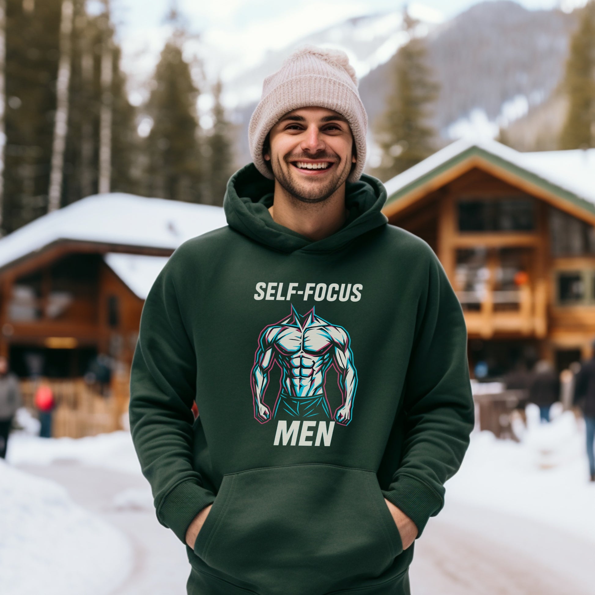 Self-Focus Mens Hoodie Snowy Mountain Product Type
