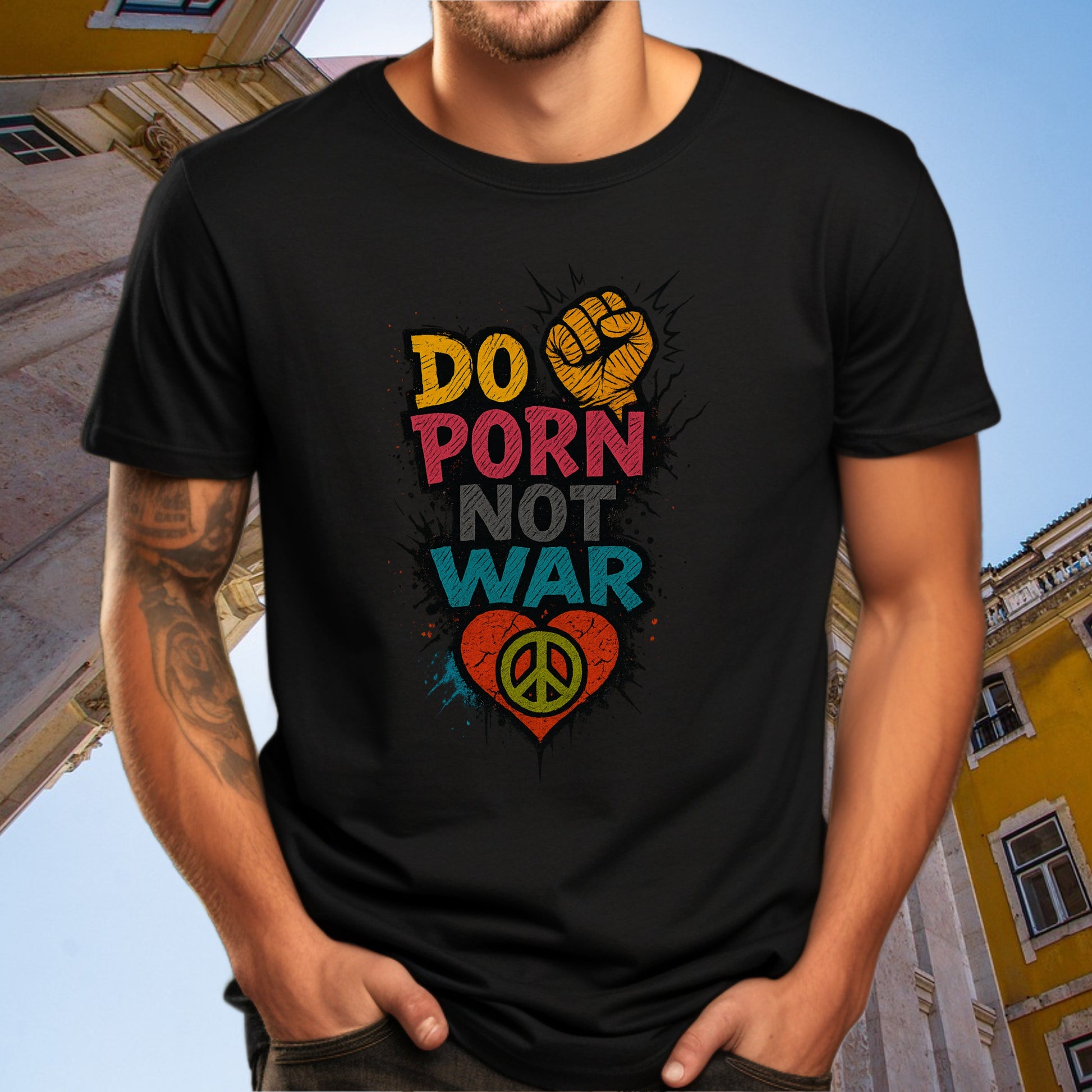 Do Porn Not War Peace Sign Graphic T-Shirt product