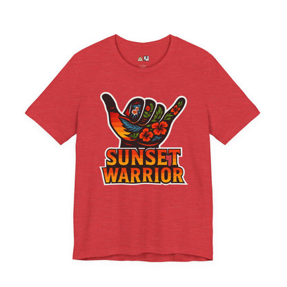 Sunset Warrior Shaka – Unisex Bold Streetwear Graphic Tee
