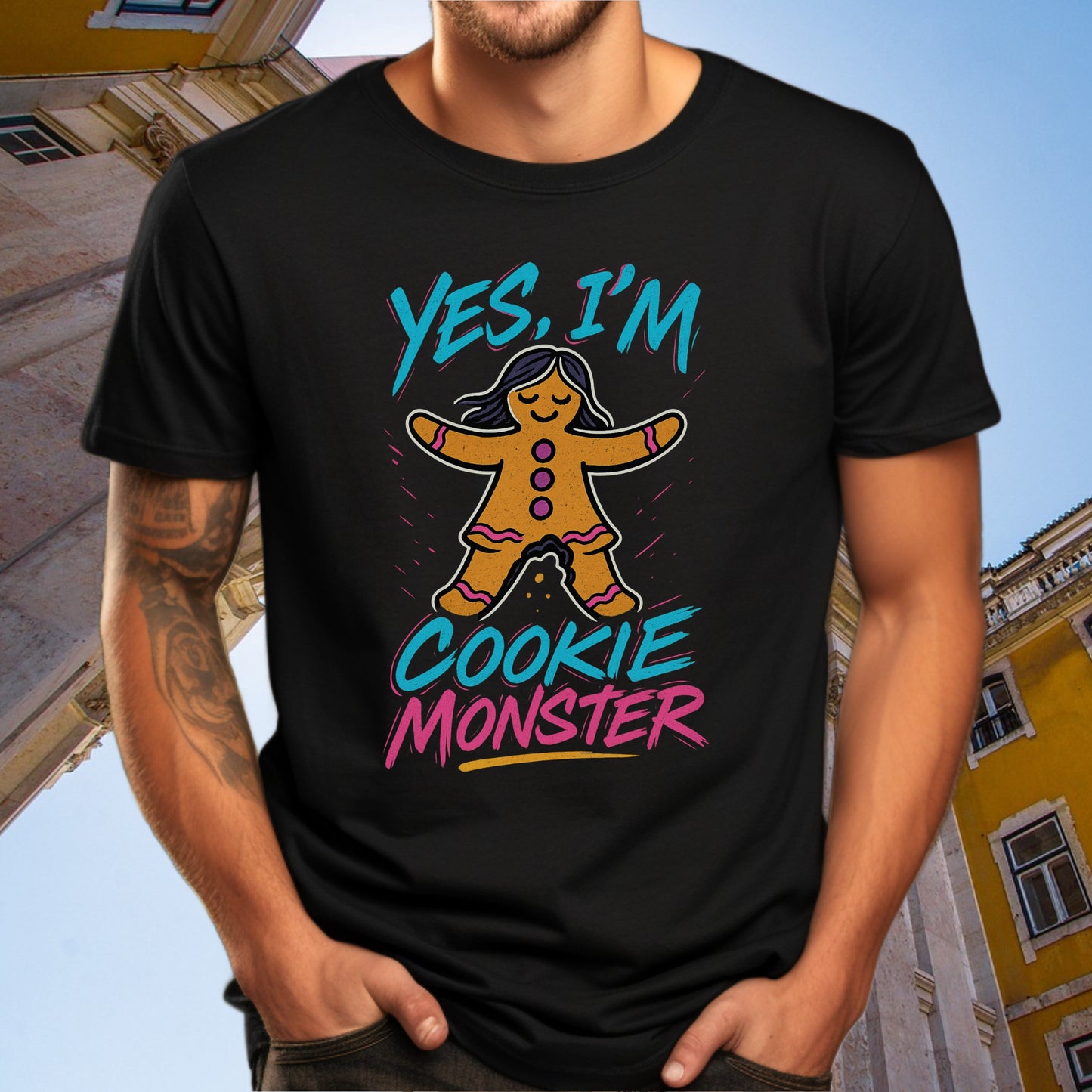 Yes I'm Cookie Monster Gingerbread Novelty Shirt product type