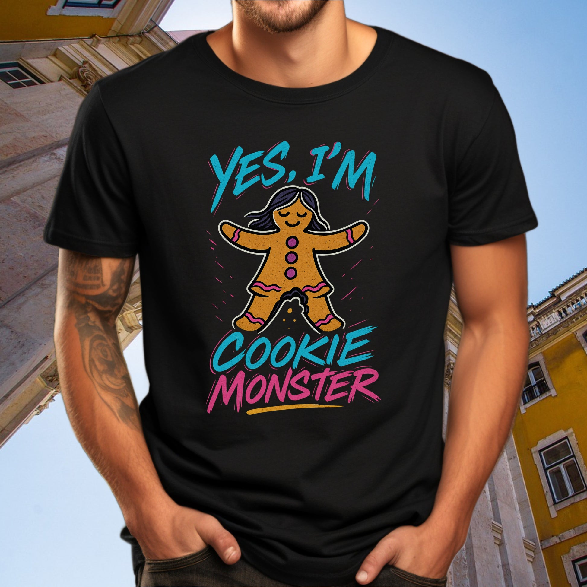 Yes I'm Cookie Monster Gingerbread Novelty Shirt product type
