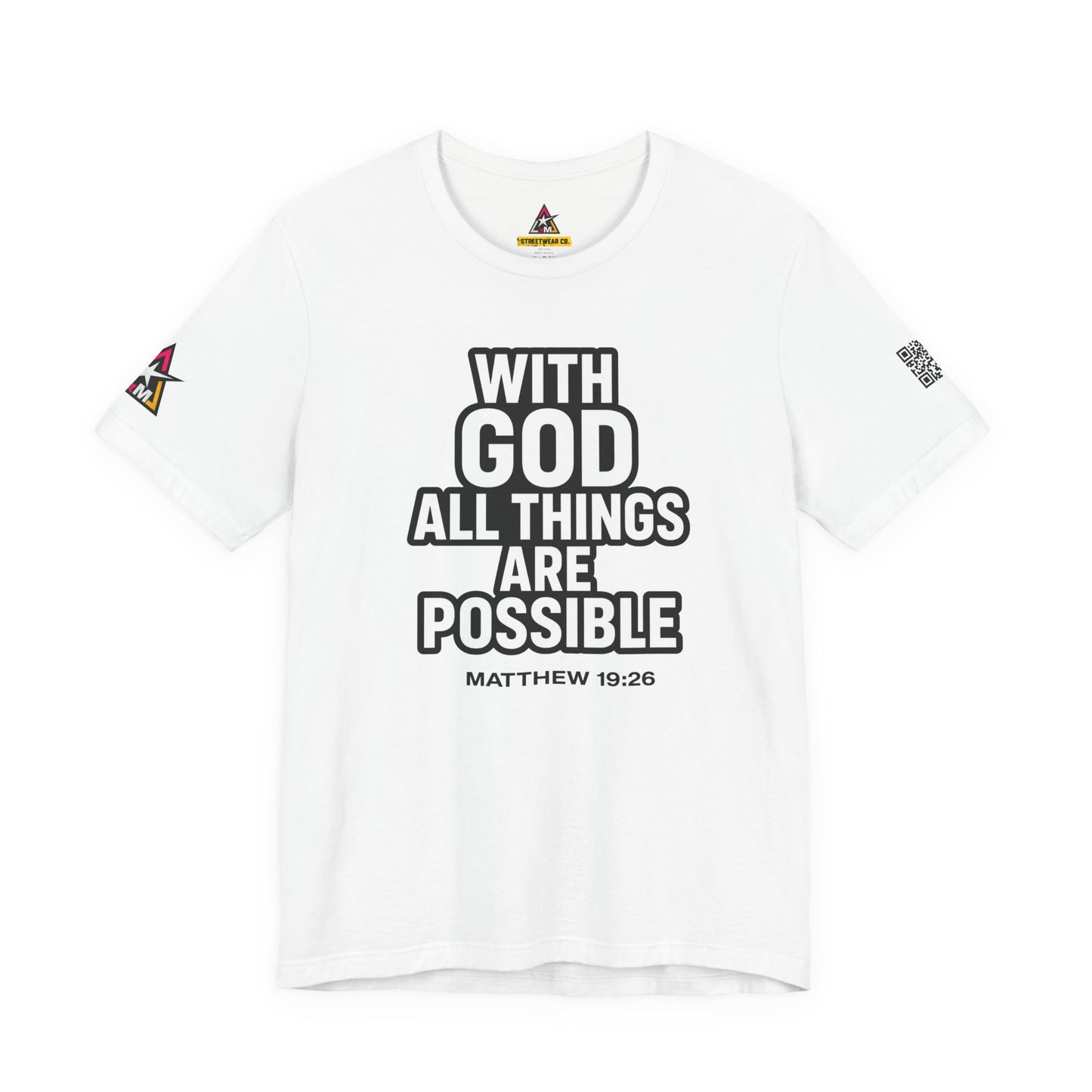 With God All Things Are Possible Graphic T-Shirt | Matthew 19:26 Christian Tee | Faith & Strength Streetwear