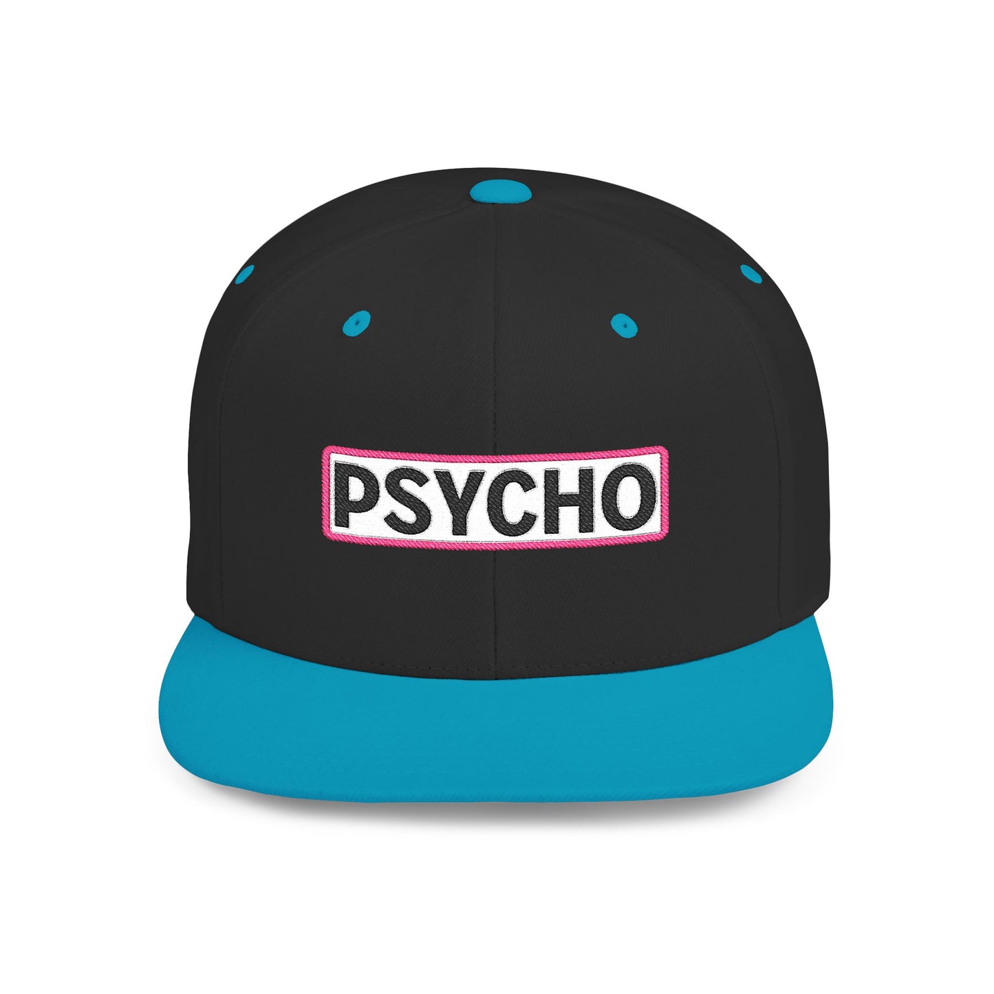 PSYCHO Embroidered Snapback Hat | Funny Statement Cap | Bold Streetwear Flat Bill | Conversation Starter Gift