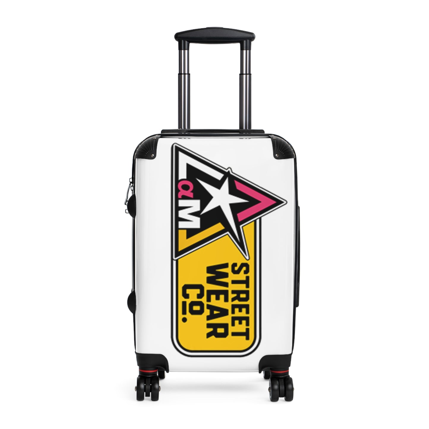 AlphaMens Streetwear Logo Carry-On Suitcase | Hard Shell Spinner Luggage | Travel Cabin Suitcase