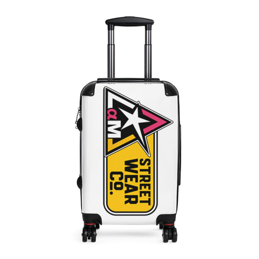 AlphaMens Streetwear Logo Carry-On Suitcase | Hard Shell Spinner Luggage | Travel Cabin Suitcase