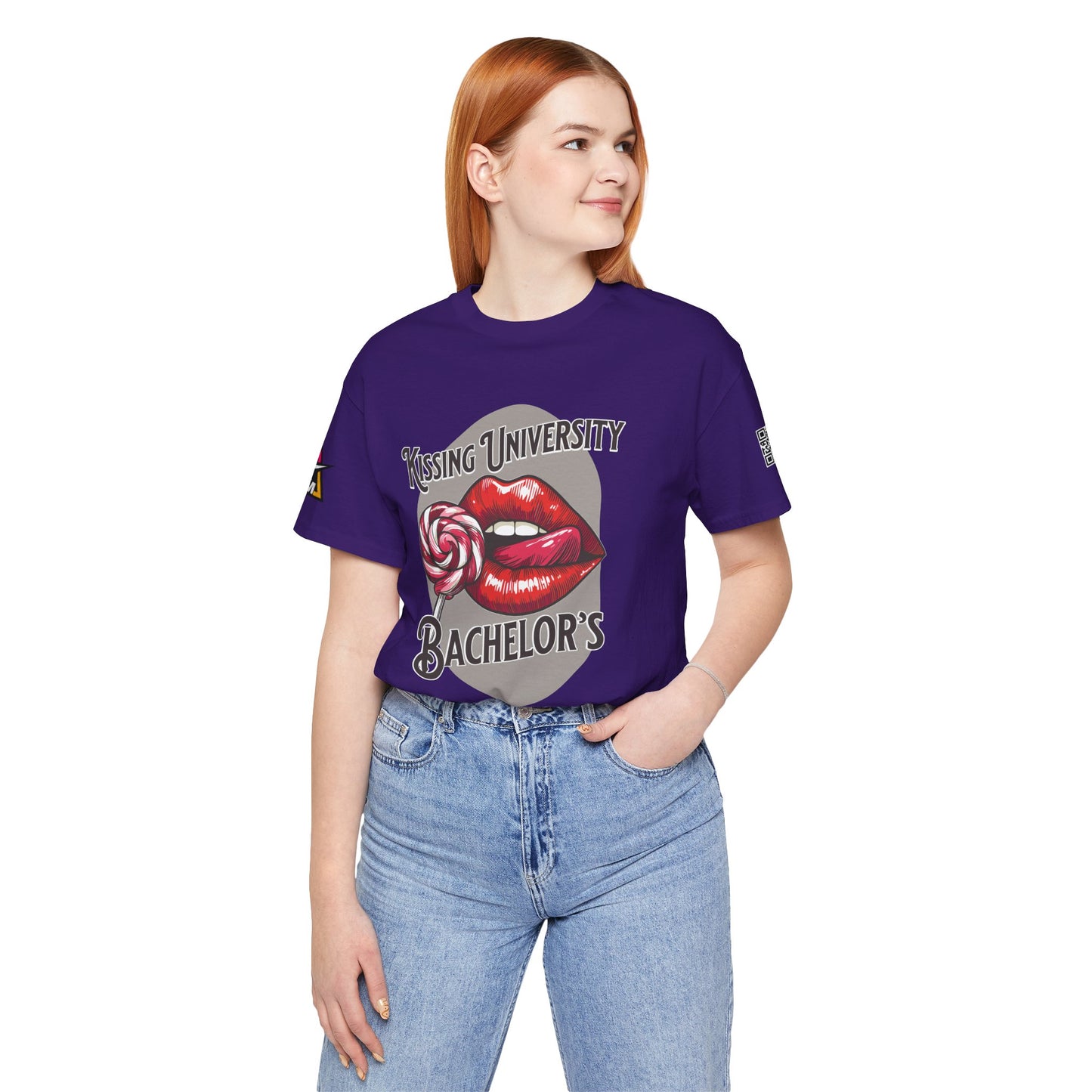 Kissing University Bachelor’s Graphic T-Shirt | Flirty Retro Tee | Funny Kissing Shirt