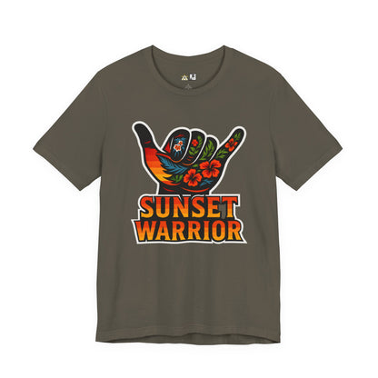 Sunset Warrior Shaka – Unisex Bold Streetwear Graphic Tee