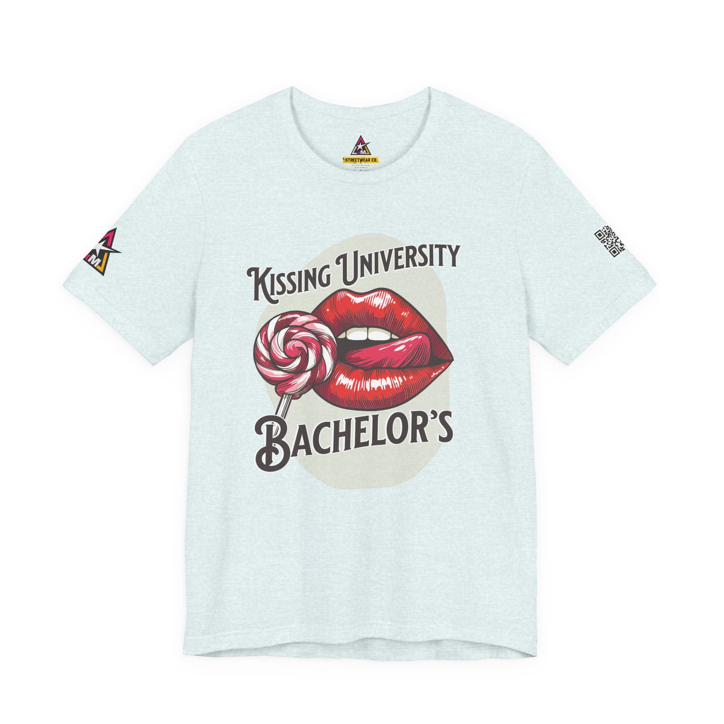 Kissing University Bachelor’s Graphic T-Shirt | Flirty Retro Tee | Funny Kissing Shirt