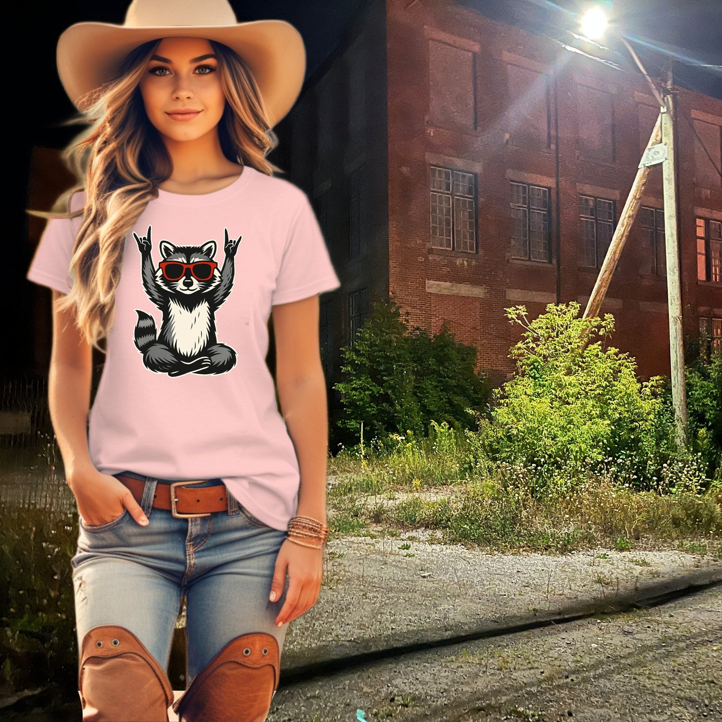 Adorable Rocking Raccoon T-Shirt For Women
