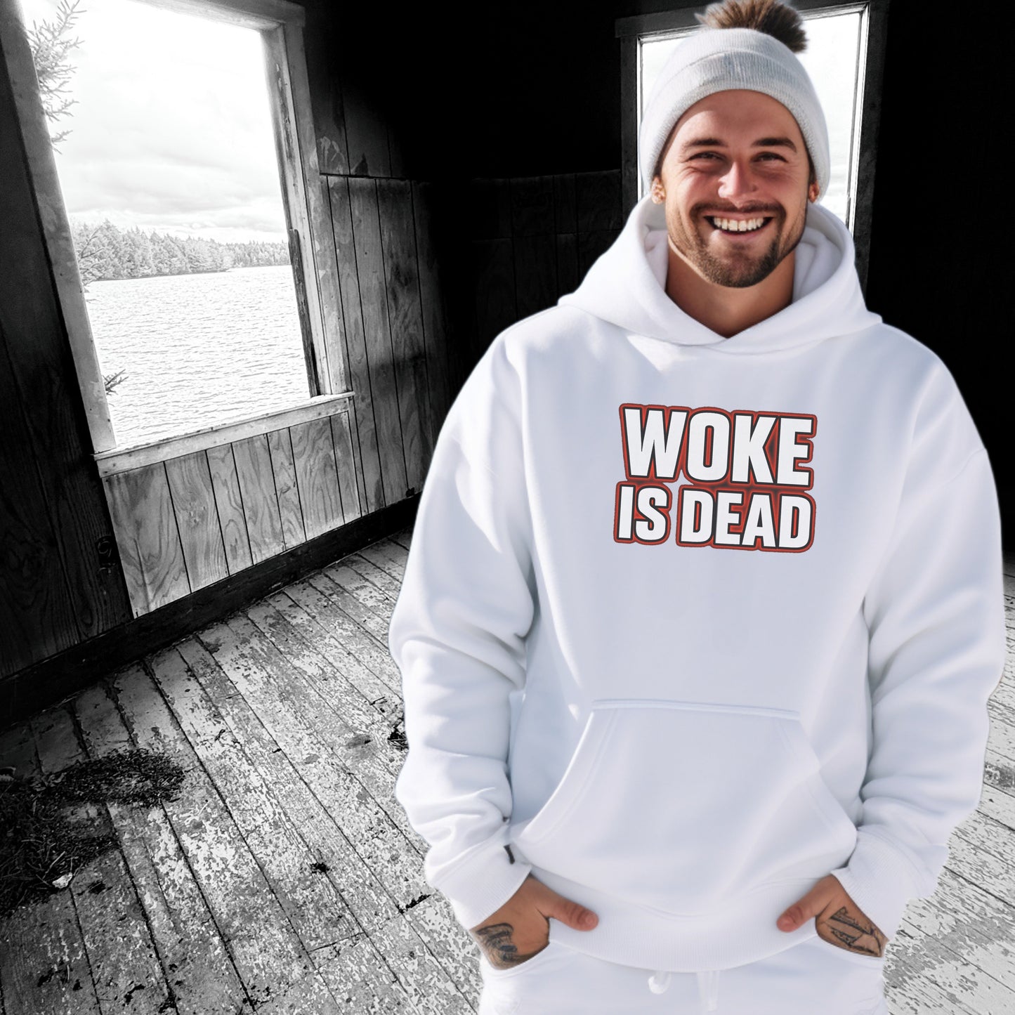 Woke Is Dead Quirky Statement Hoodie