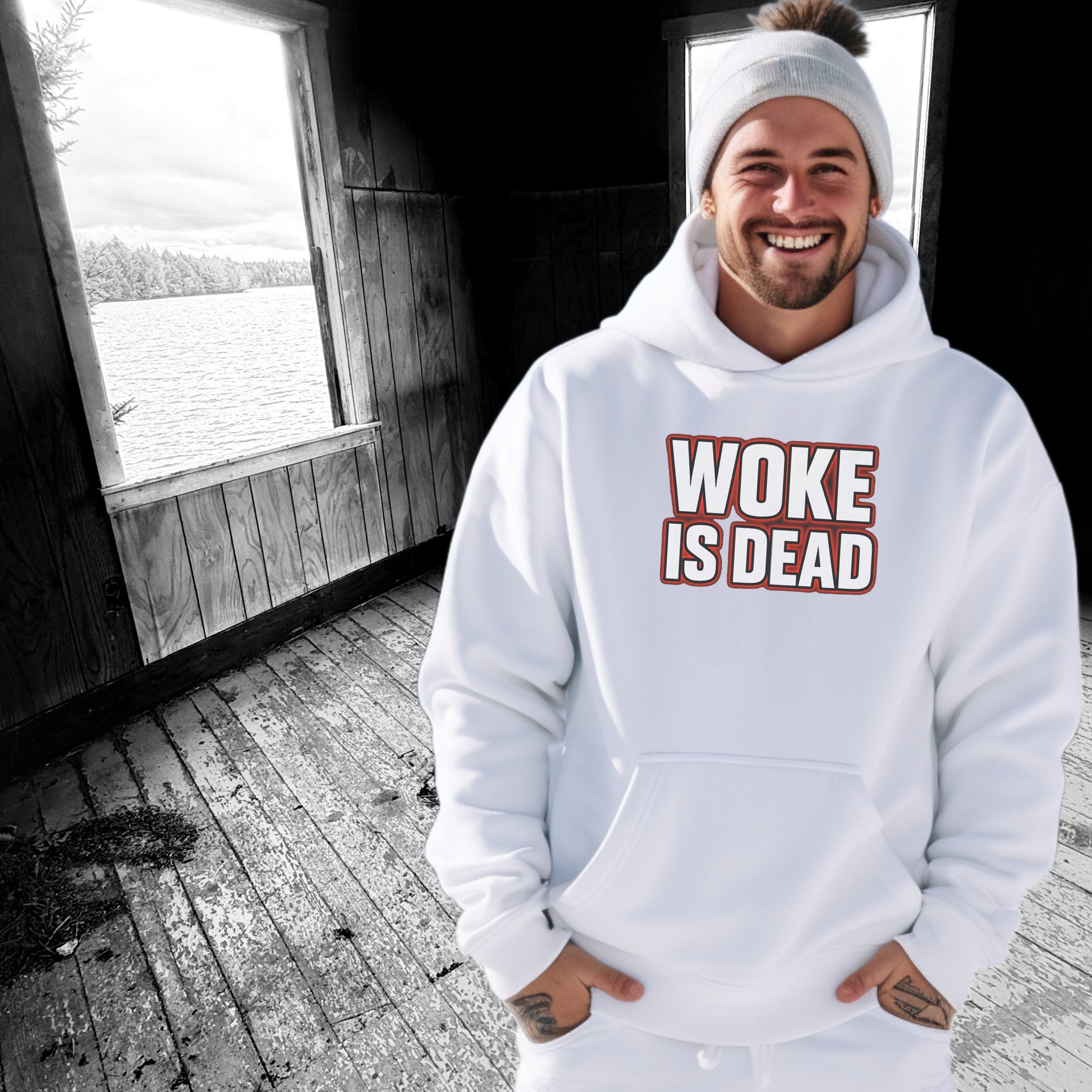 Woke Is Dead Quirky Statement Hoodie