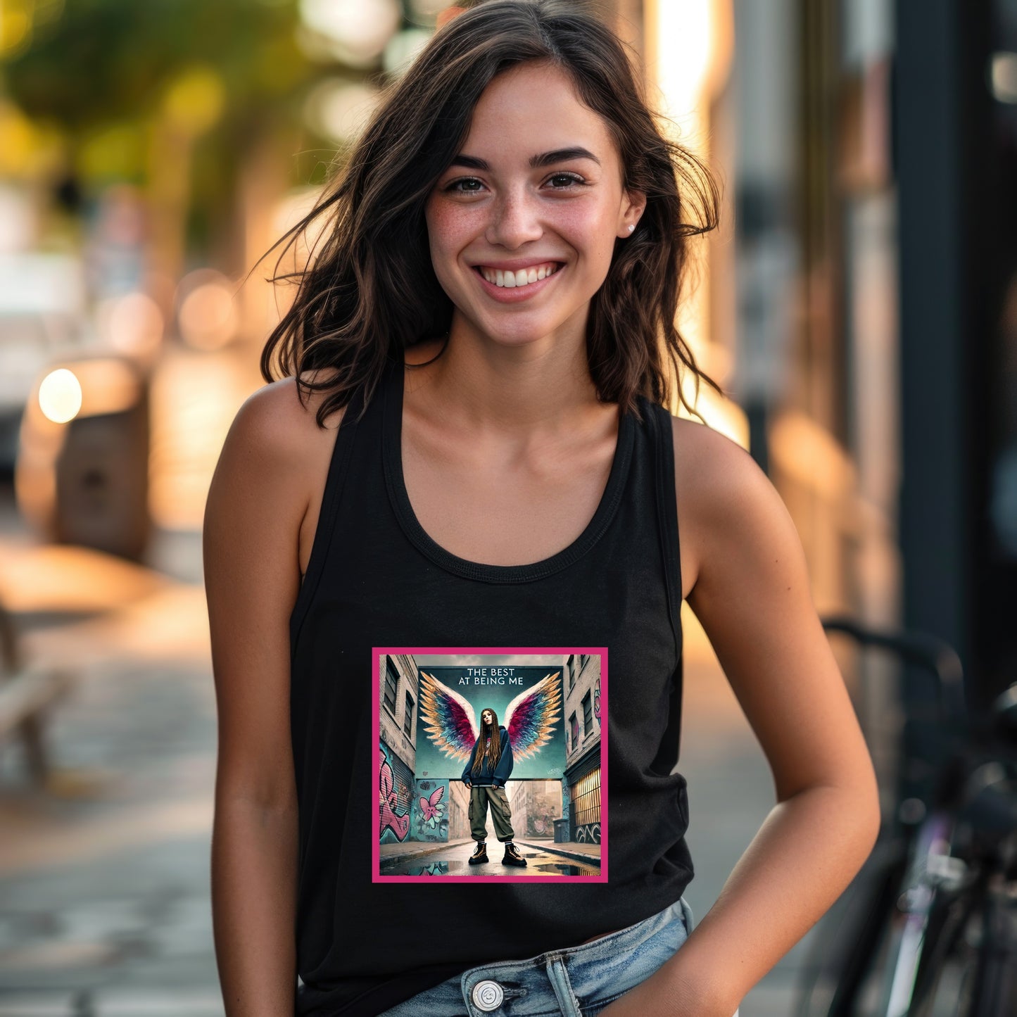 Vibrant Winged Woman Urban Art Tank Top product