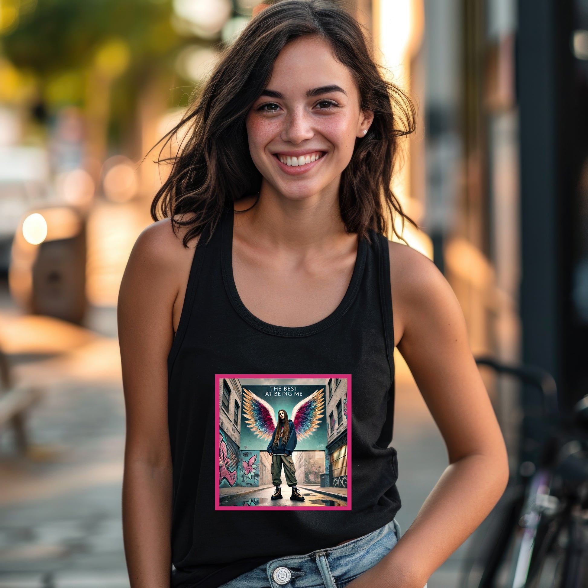 Vibrant Winged Woman Urban Art Tank Top product
