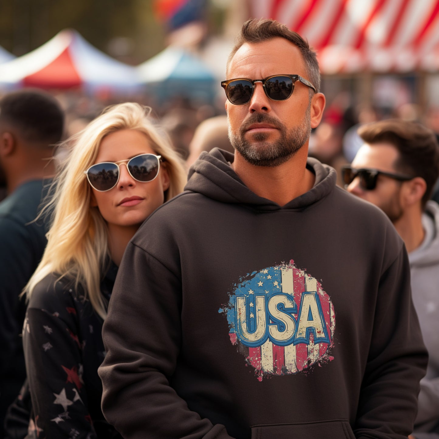 USA Flag Design Hoodie Patriotic Casual Wear product