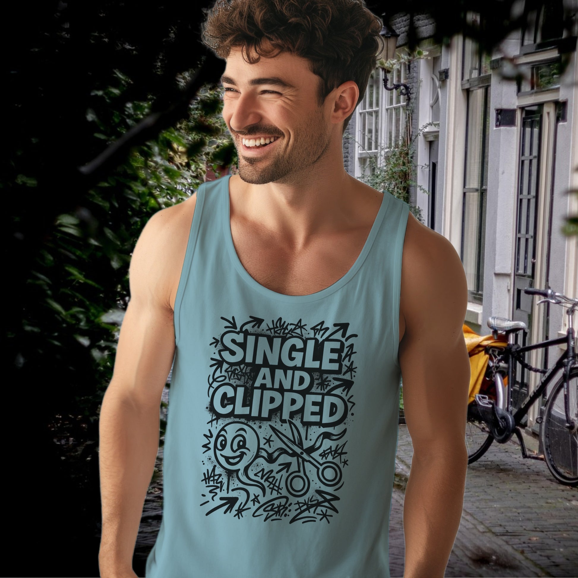 Single and Clipped Graphic Tank Top product