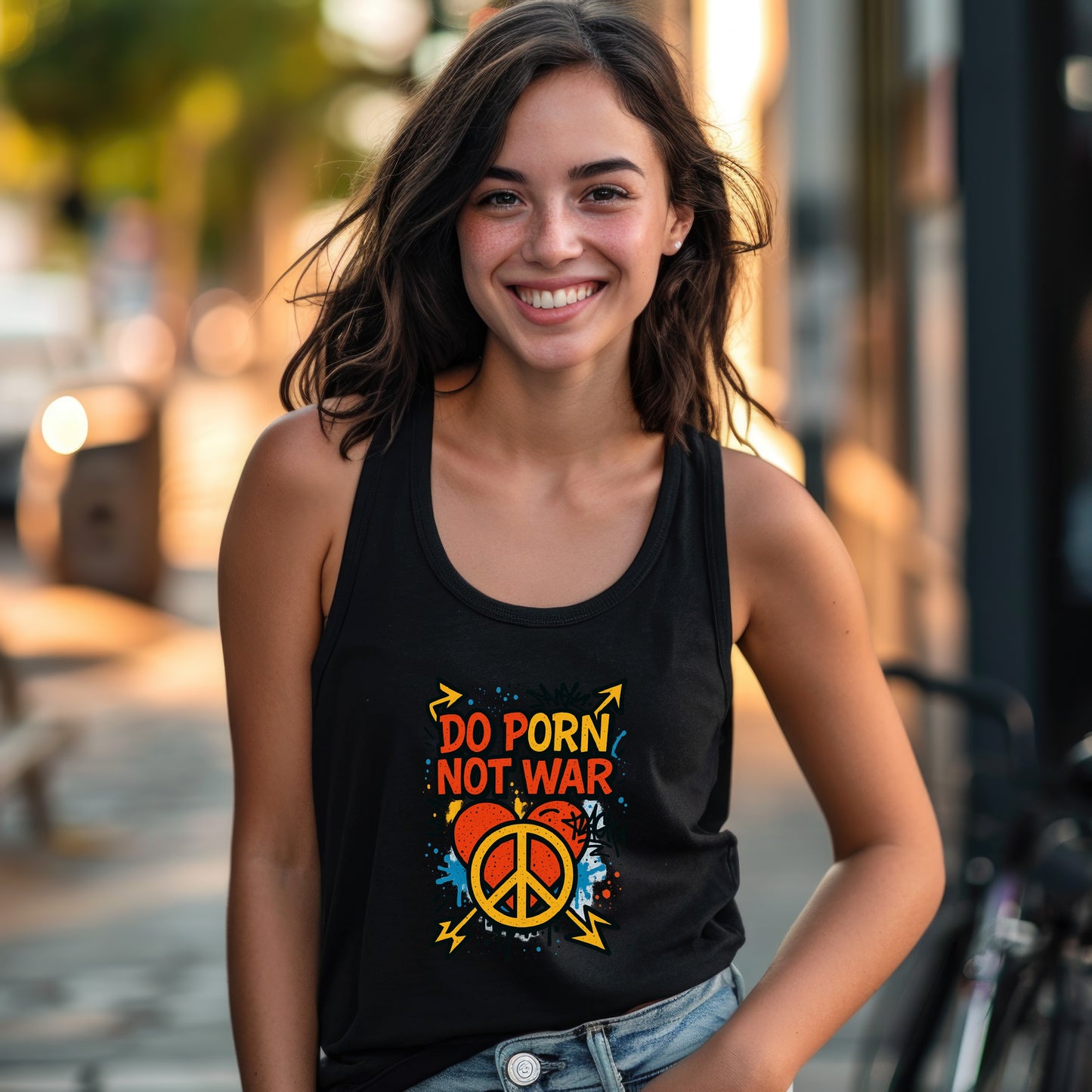 Do Porn Not War Graphic Peace Message Tank Top product