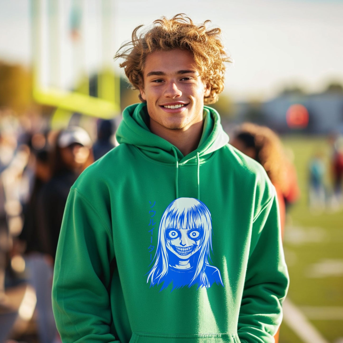 Smiling Character Printed Hoodie for Casual Style
