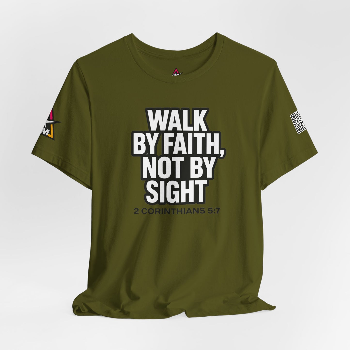 Walk by Faith, Not by Sight Graphic T-Shirt | 2 Corinthians 5:7 Christian Tee | Faith Streetwear