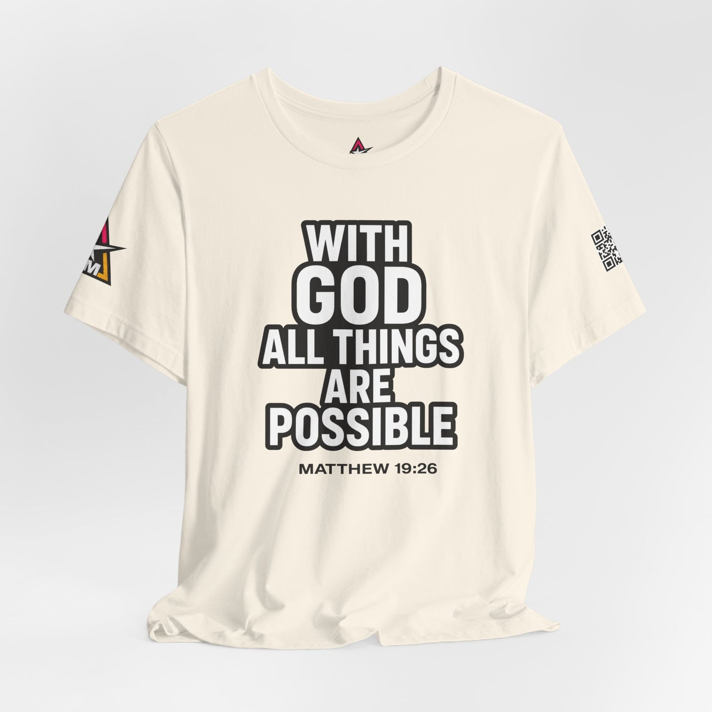 With God All Things Are Possible Graphic T-Shirt | Matthew 19:26 Christian Tee | Faith & Strength Streetwear