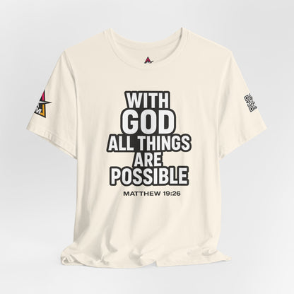 With God All Things Are Possible Graphic T-Shirt | Matthew 19:26 Christian Tee | Faith & Strength Streetwear
