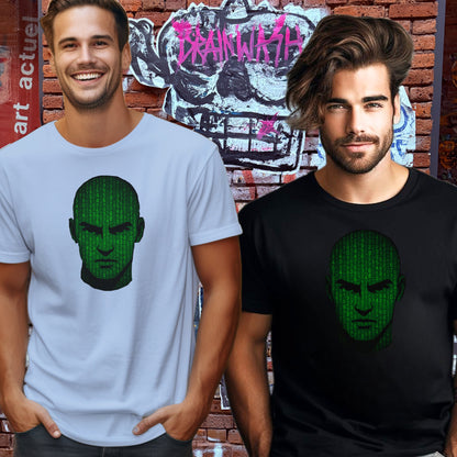 Futuristic Binary Code Face Graphic T-shirt
