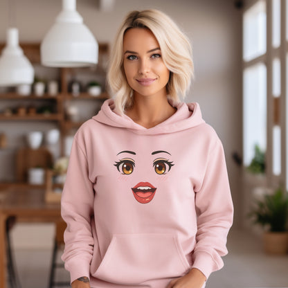 Cute Smiling Cartoon Face Print Cozy Hoodie product