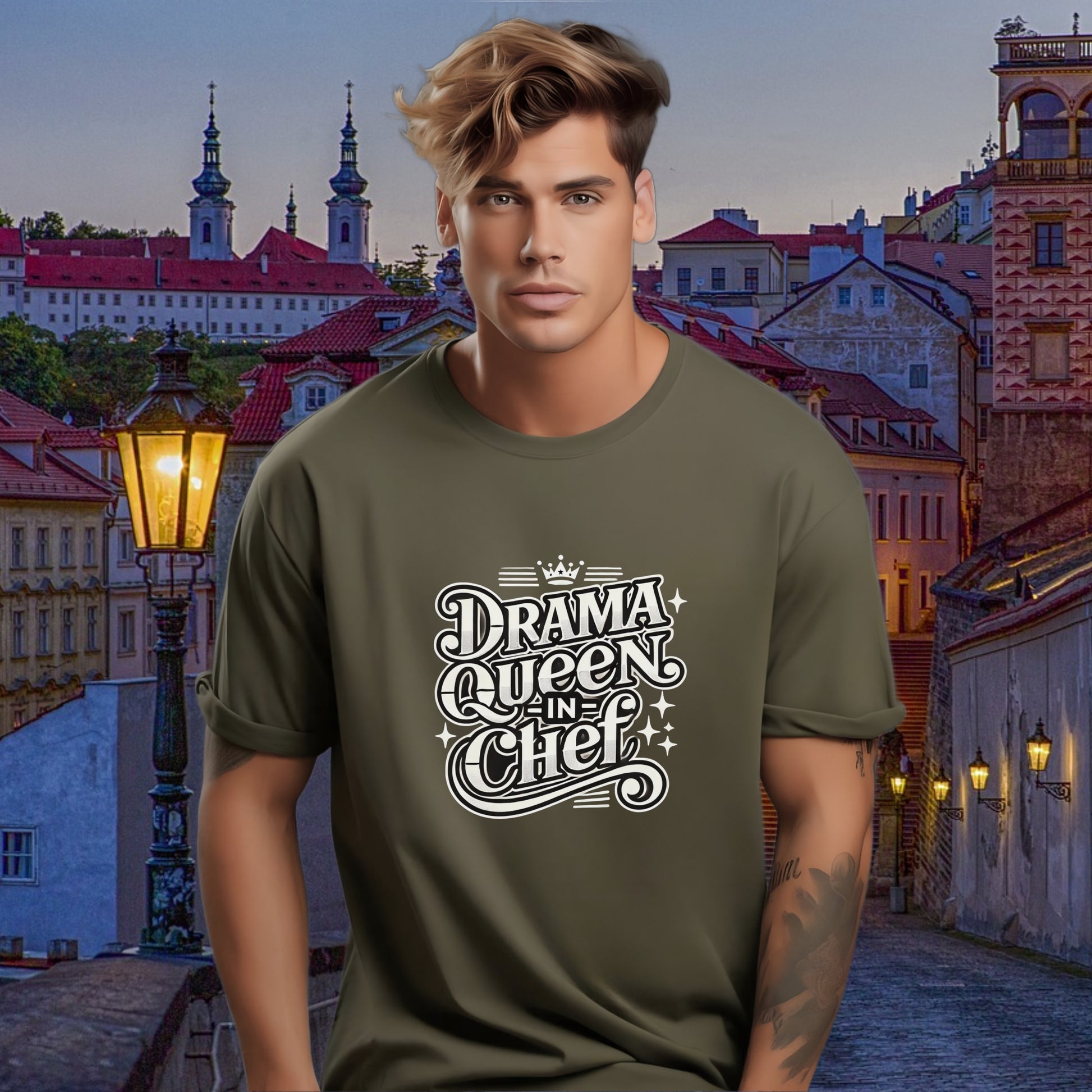 Drama Queen in Chef graphic t-shirt product type